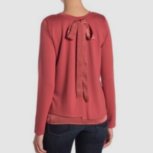 Bobeau Women's Satin Blouse Long Sleeeves Size - Picture 2 of 12